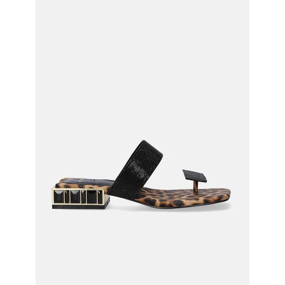 NEW EXE women's flat sandal in leopard black